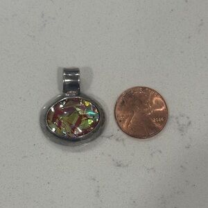 Vintage Fire Opal from Mexico set in sterling Silver Multicolor Pendant